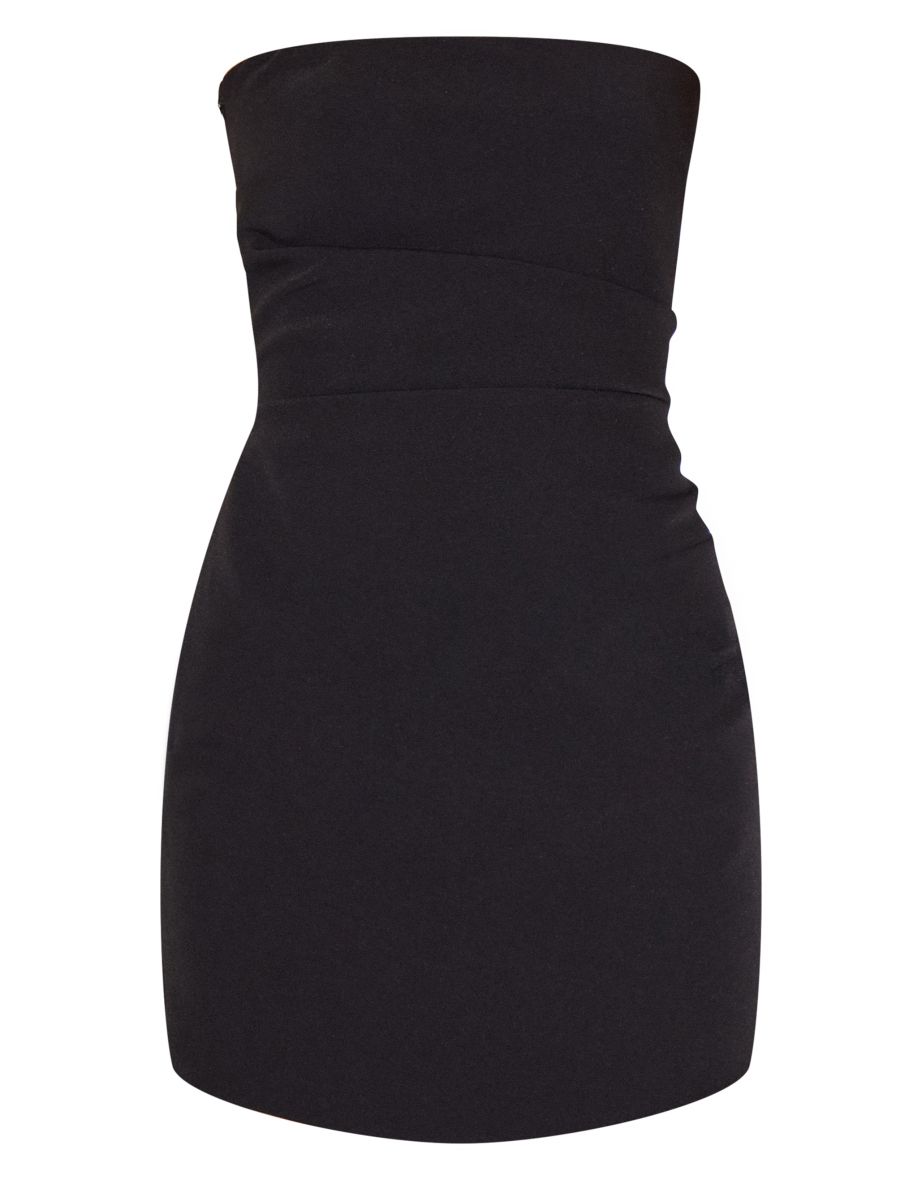 Black Bandeau Ruched Mini Dress - 4