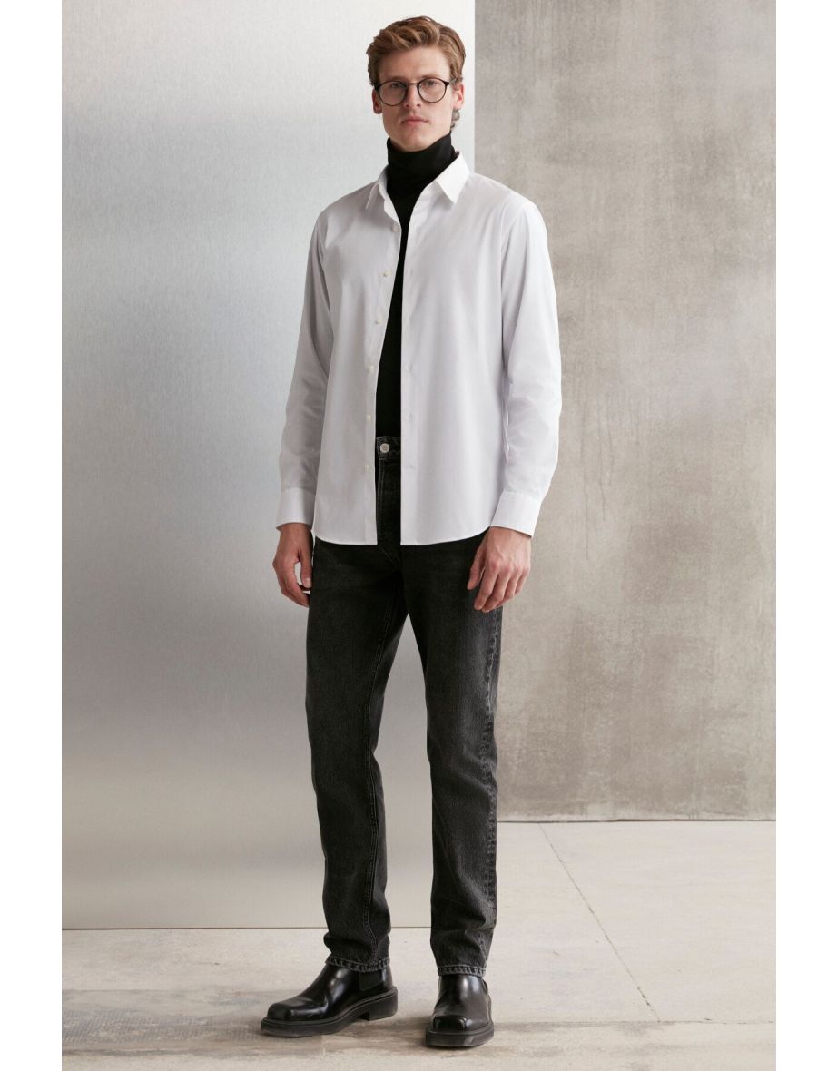 Branham Men's Ultra Stretchy Cotton Elastane Slim Fit Poplin Shirt