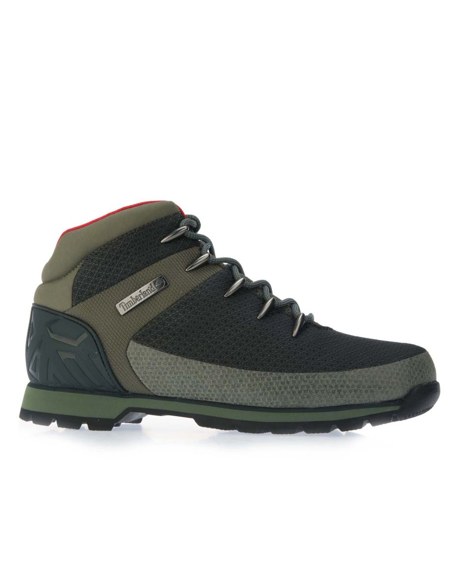 Men's Timberland Euro Sprint Mid Lace Waterproof Hiking Boots in Green