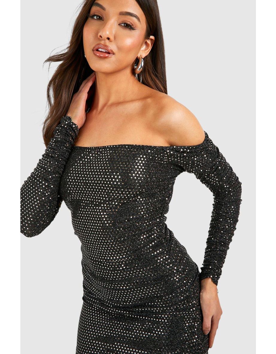 Bardot Sequin Ruched Maxi Dress - gold - 3