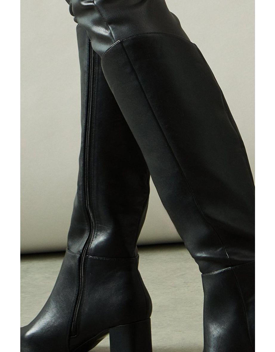 Wide Fit Halo Pointed Toe High Block Heel Western Boots - 3