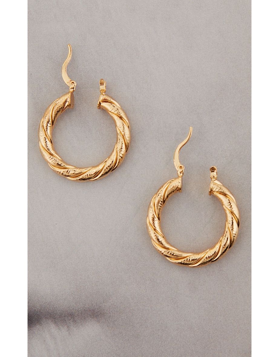 Recycled Gold Rope Twist Hoop Earrings