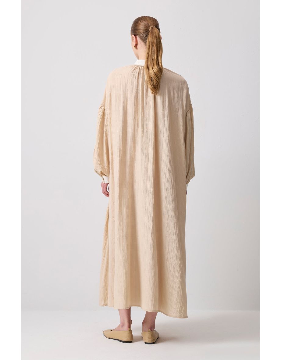 CONTRAST COLLAR SHIRT DRESS - 3