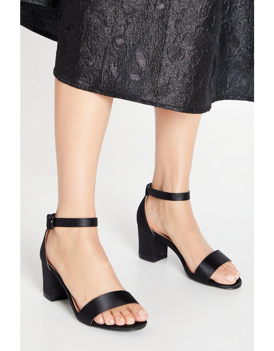 Tabitha Satin Low Block Heeled Sandals