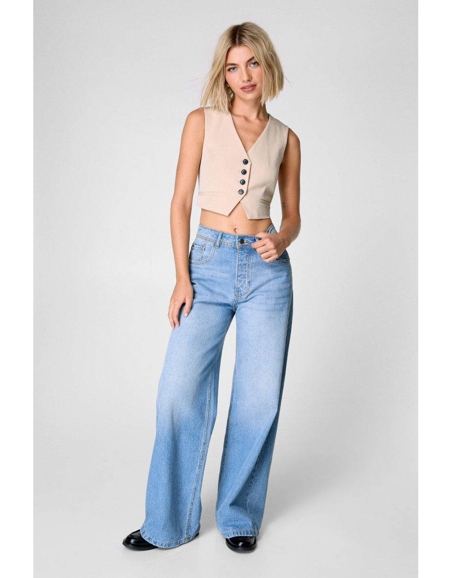Tailored Button Front Suit Vest