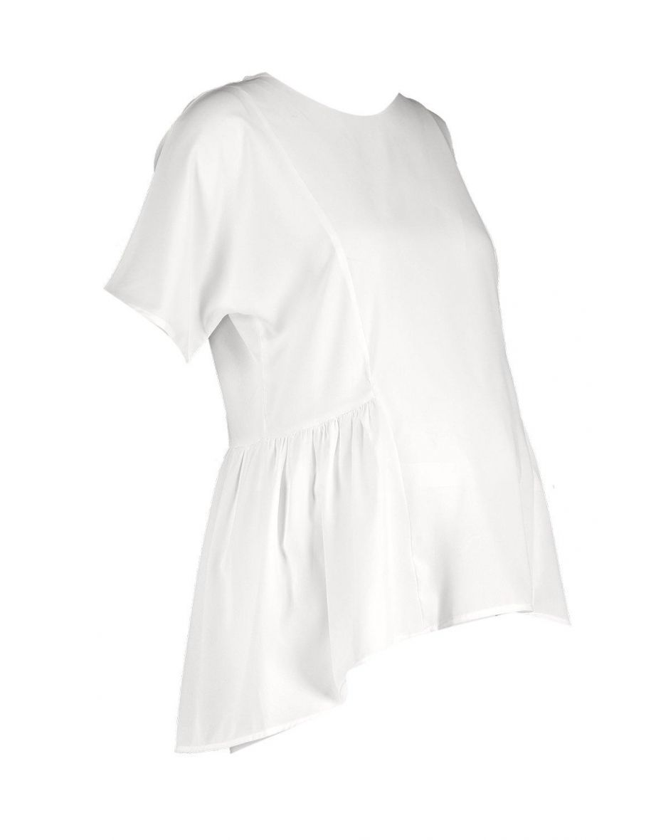 Maternity Tunic Dip Hem Smock Top - white - 1