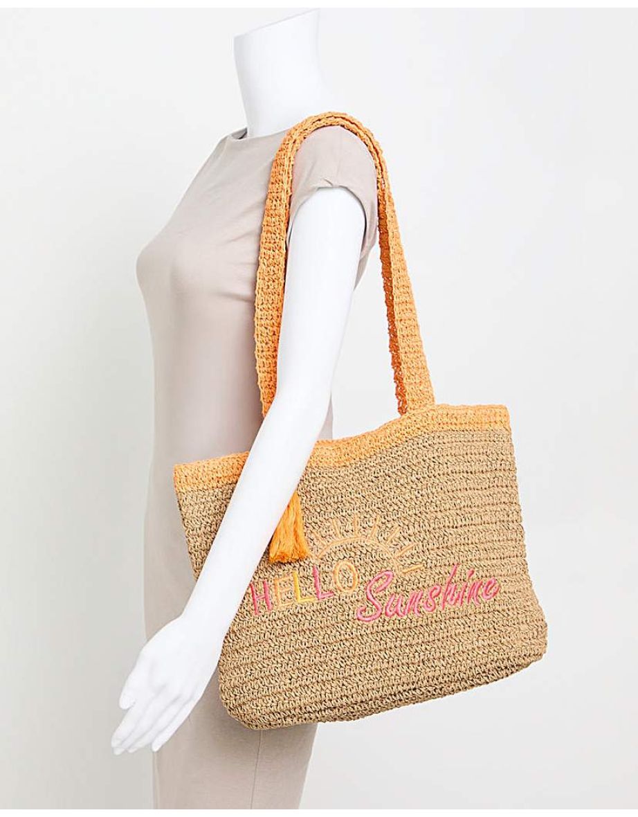 Hello Sunshine Slogan Beach Bag - 5