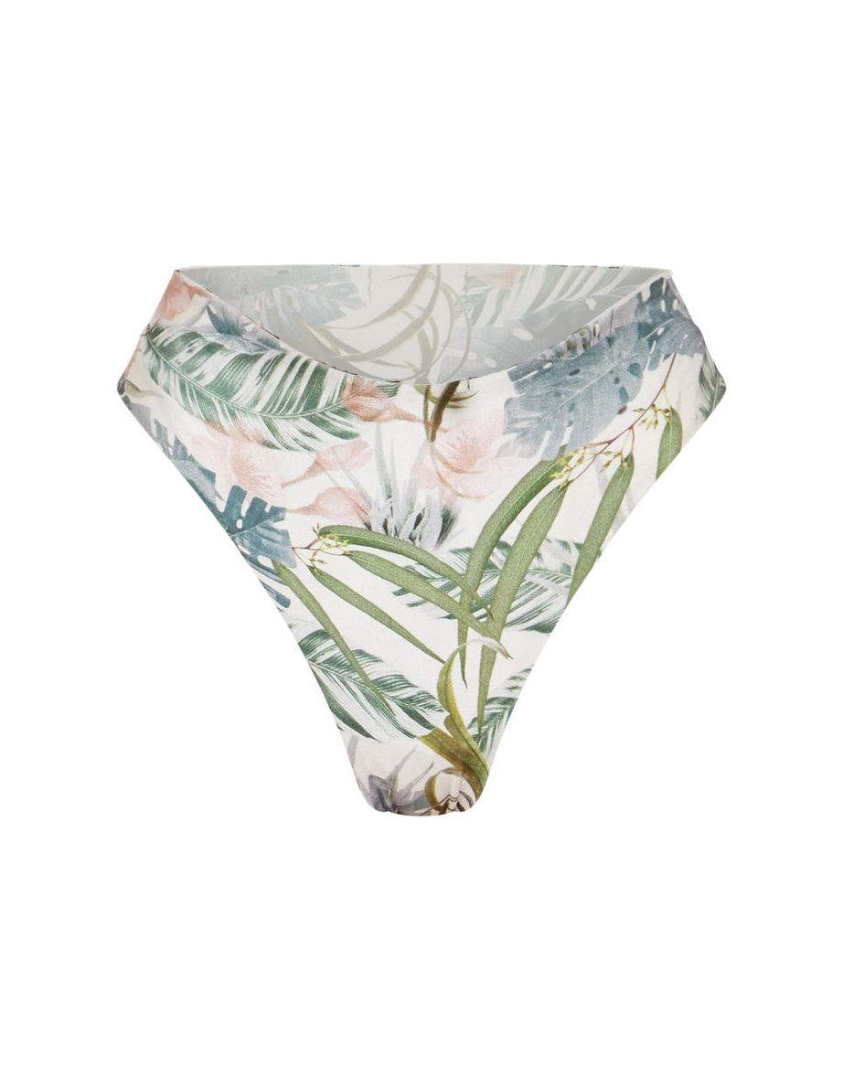 Pale Khaki Leafy Cheeky Bum Bikini Bottom