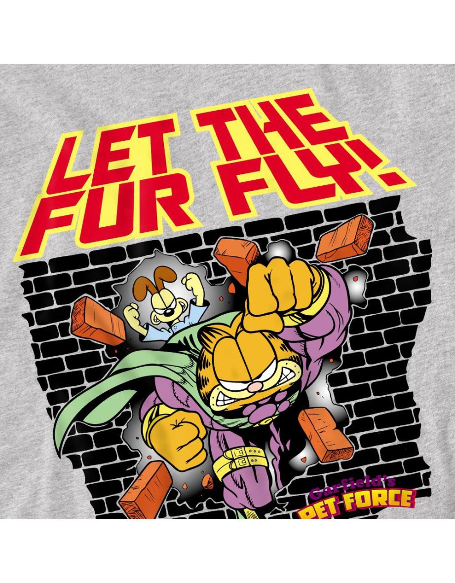 Garfield Mens Let The Fur Fly T-Shirt - Sport Heather - 3