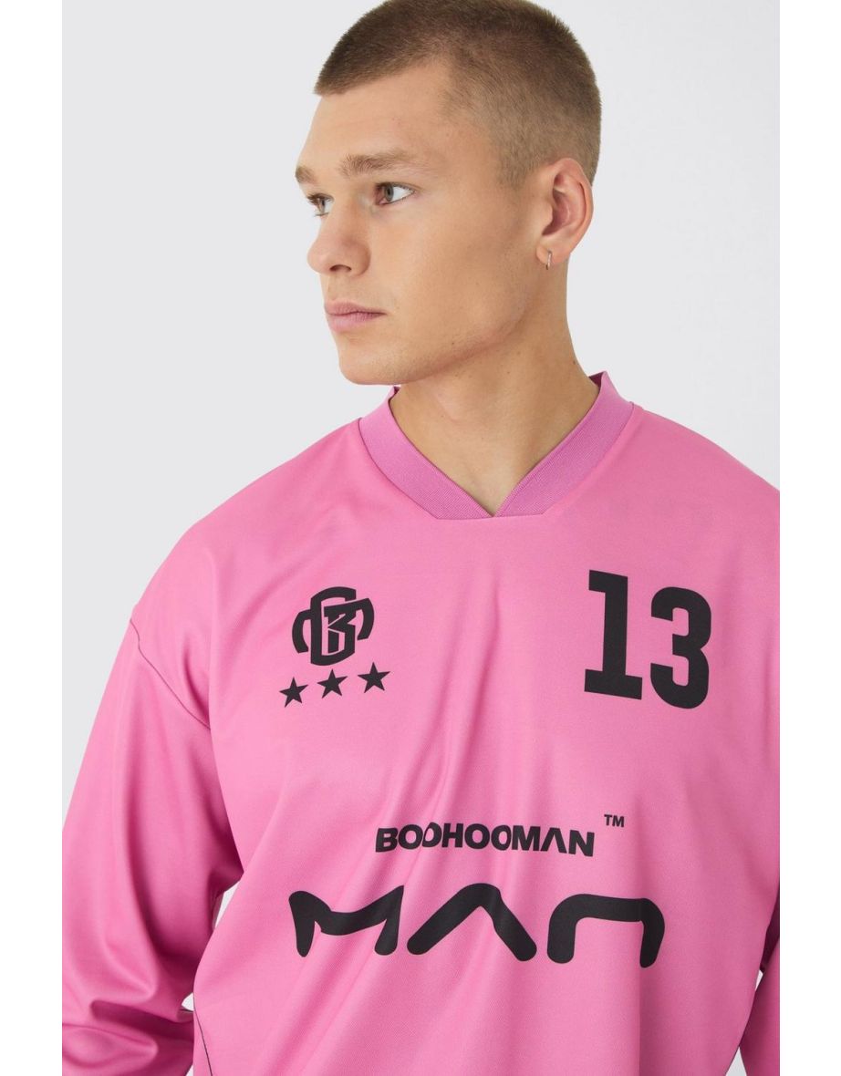 Oversized Man Long Sleeve Football Top - pink - 2