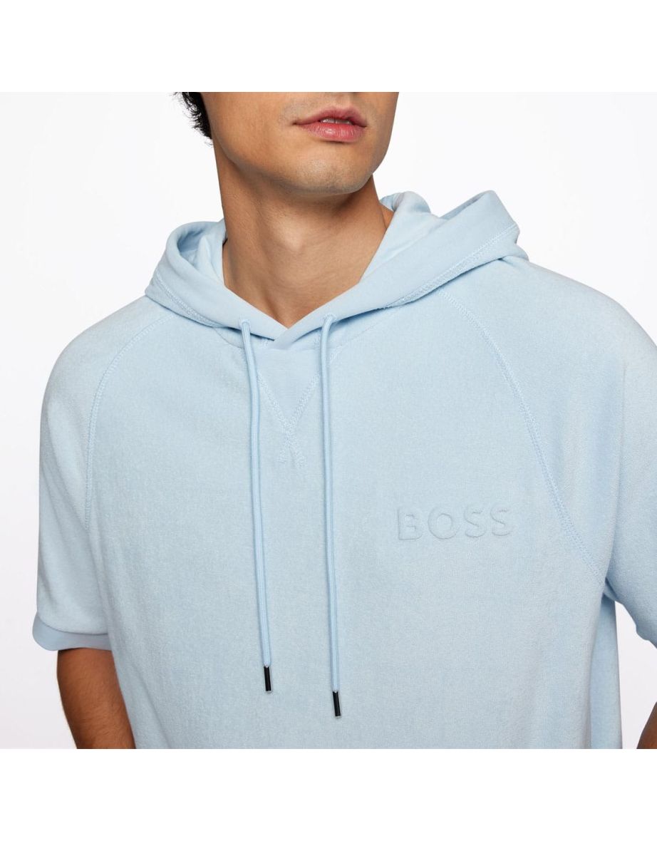 Men's Boss Sealy 09 Short Sleeve Hooded Sweatshirt in Blue - 3