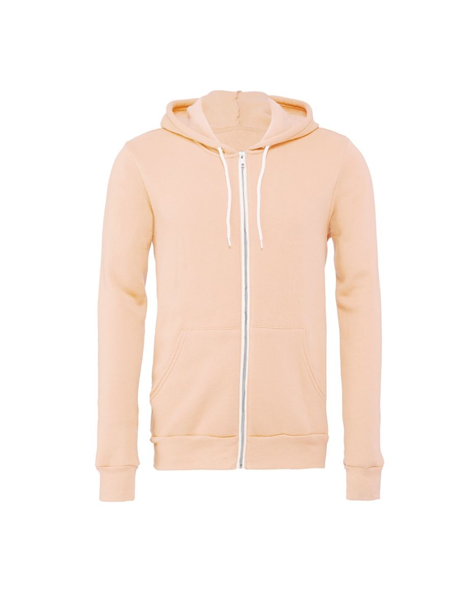 Bella + Canvas Adults Unisex Full Zip Hoodie - Peach