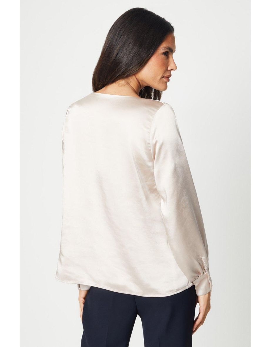 Satin Cowl Neck Top - 2