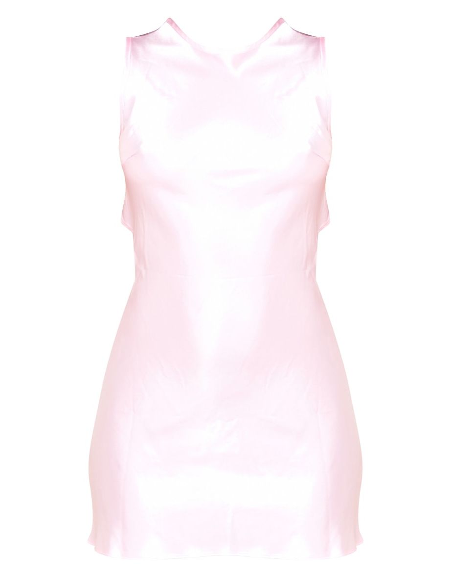 Blush Satin Tie Back Shift Dress - 4