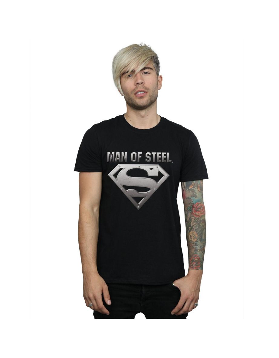 DC Comics Mens Superman Man Of Steel Shield T-Shirt - Black