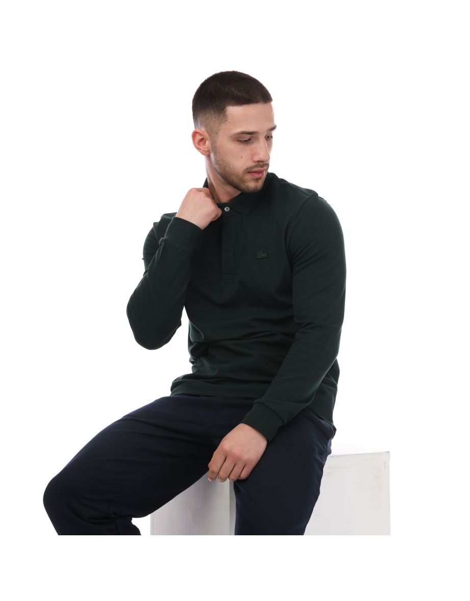 Men's Lacoste Smart Paris Long Sleeve Polo Shirt in Green - 3