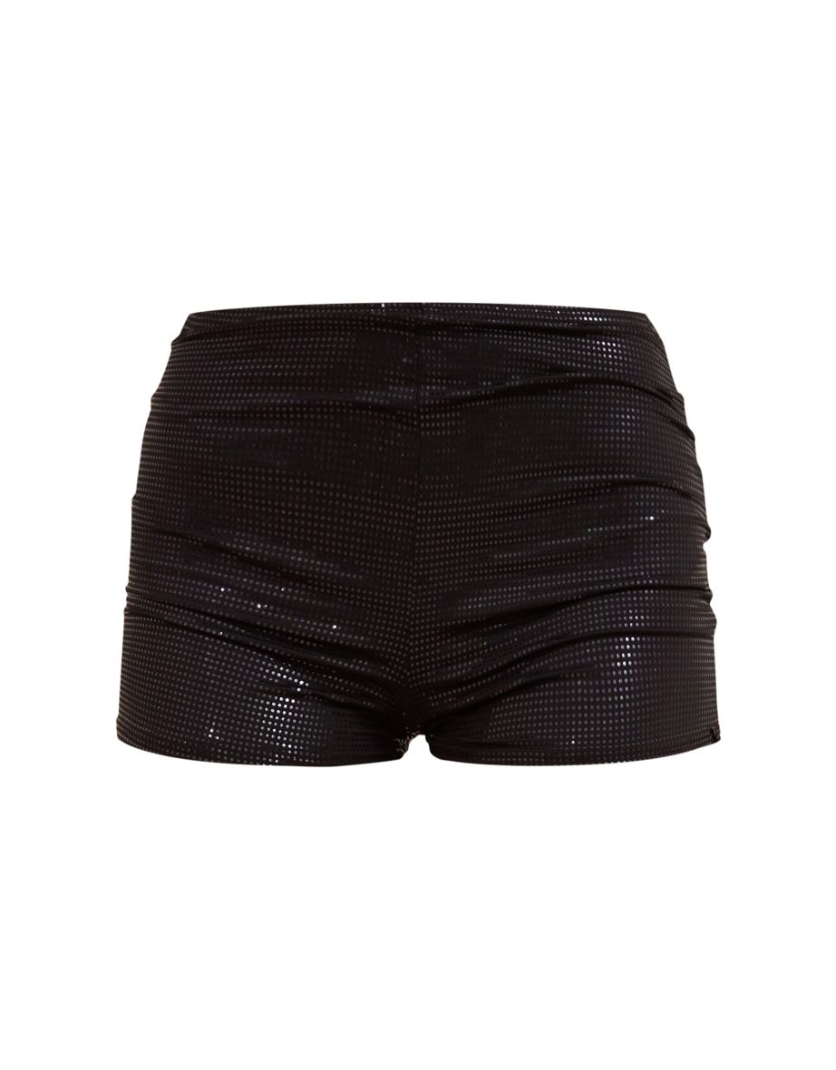 Black Glitter Sequin High Waist Hot Pants - 5
