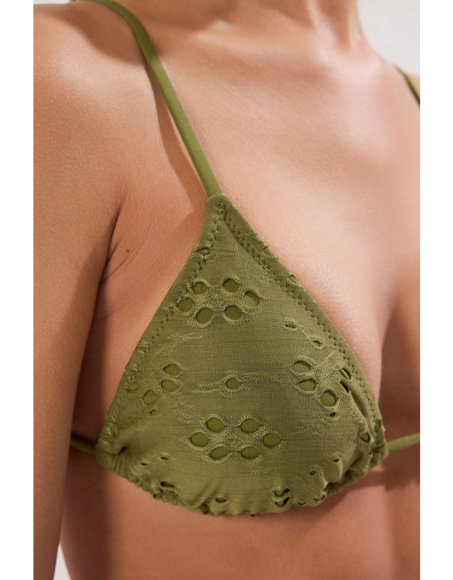 Khaki Triangle Tied Premium Fabric Regular Bikini Set - 2