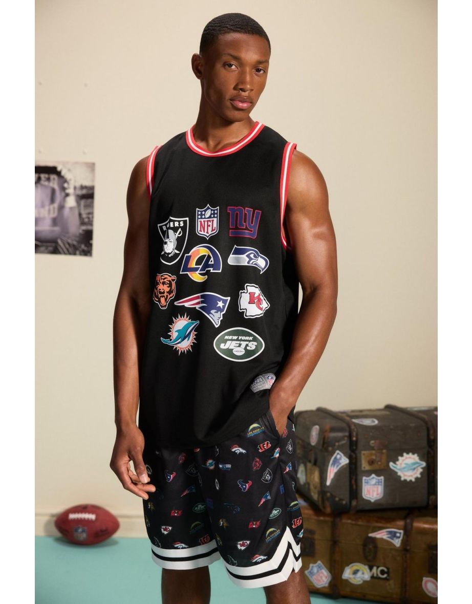 Mesh Nfl Multi Print License Vest - black