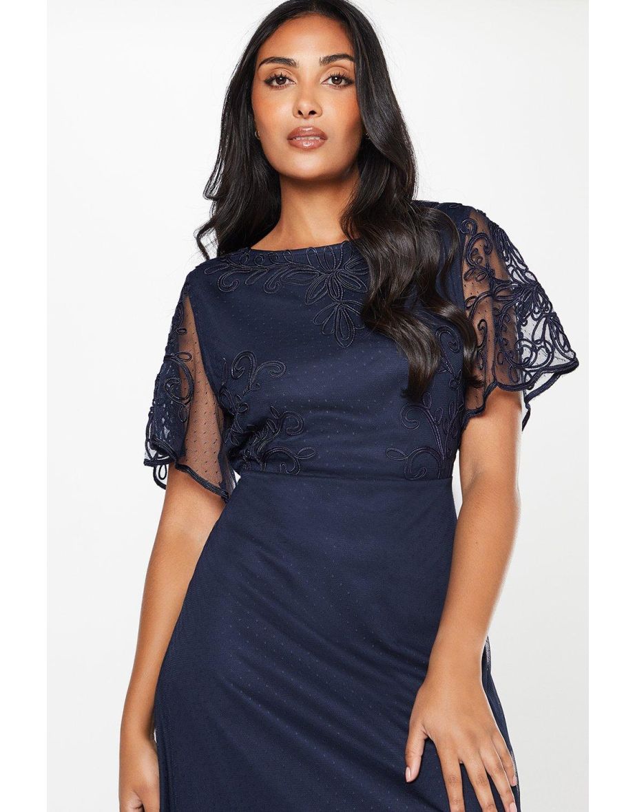Petite Cornelli Slash Neck Dobby Midi Dress - 3