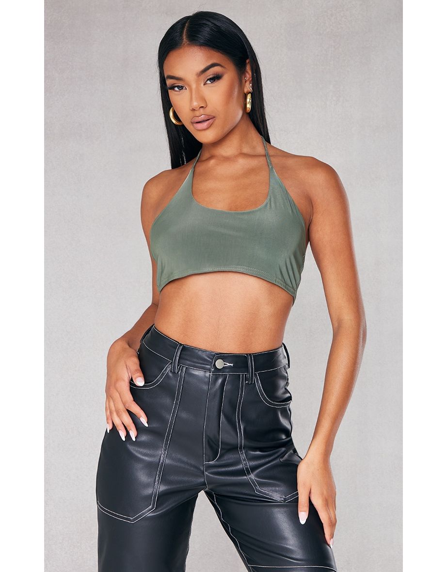 Trendyol Khaki Halterneck Sports Bra