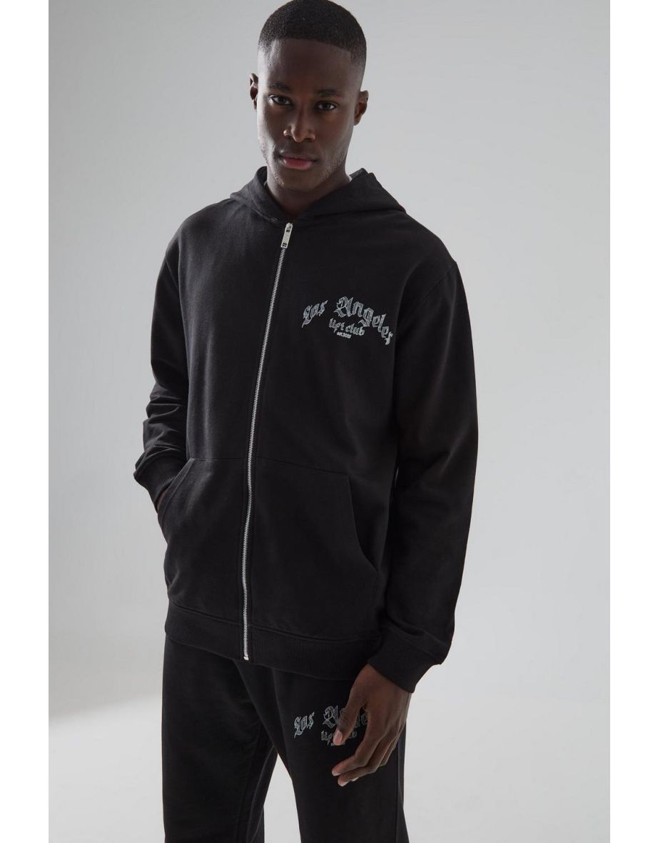 Man Active La Lift Club Zip Through Tracksuit - black