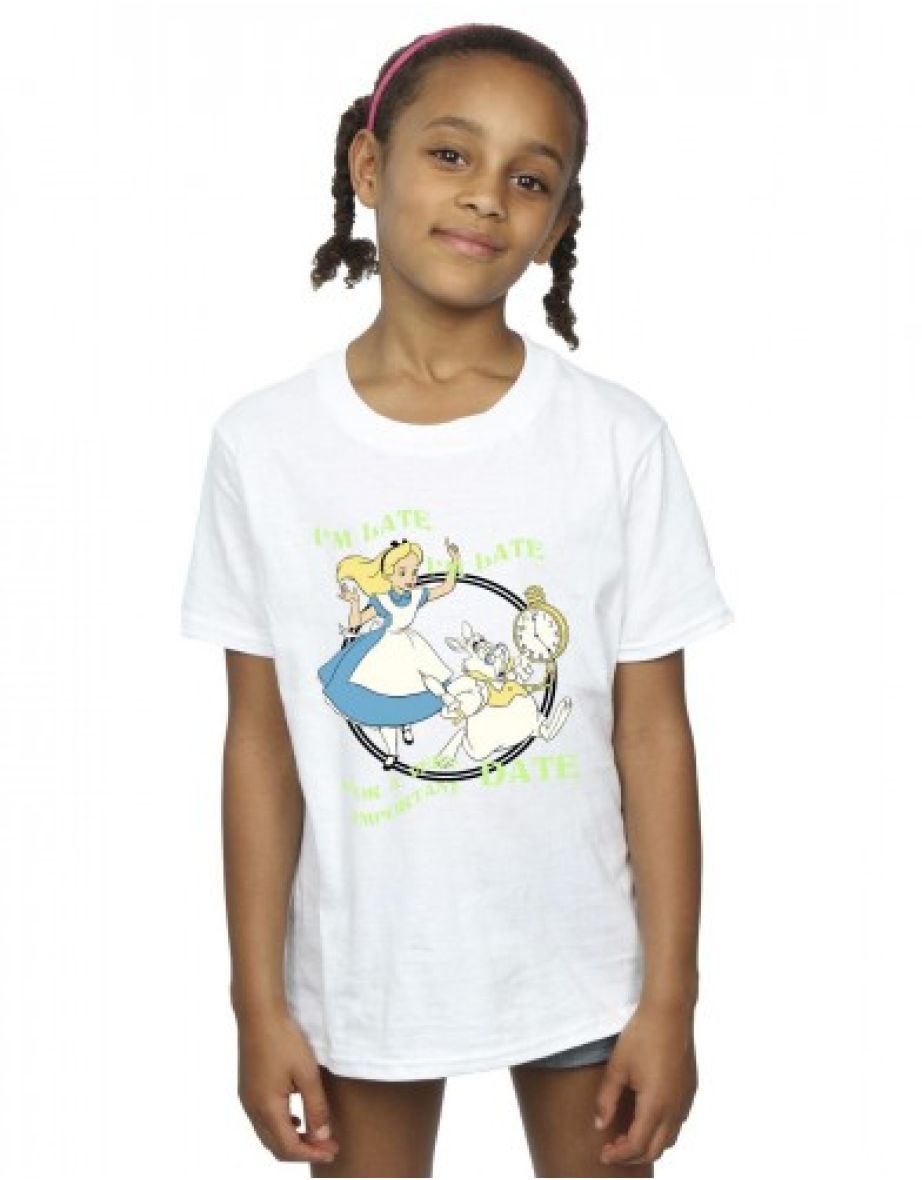 Disney Girls Alice In Wonderland I´m Late Cotton T-Shirt - White