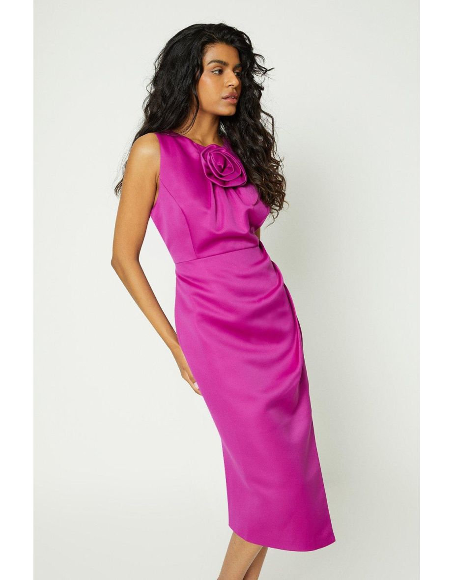 Petite 3d Rose Wrap Skirt Midi Dress