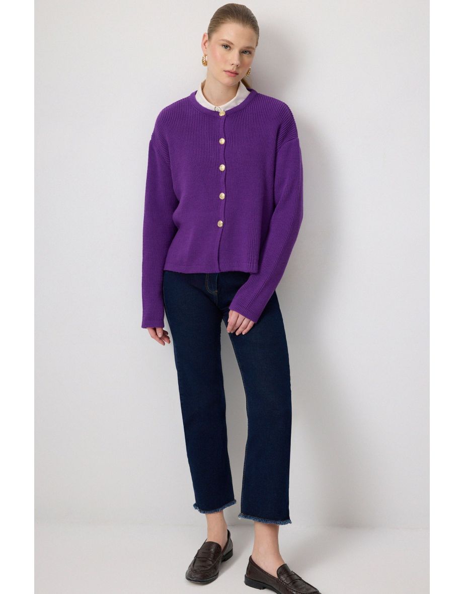 SHORT CARDIGAN WITH GOLD BUTTONS
