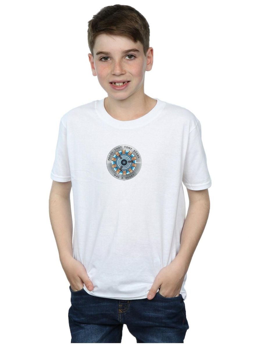 Marvel Boys Avengers Endgame Tony Stark Heart T-Shirt - White