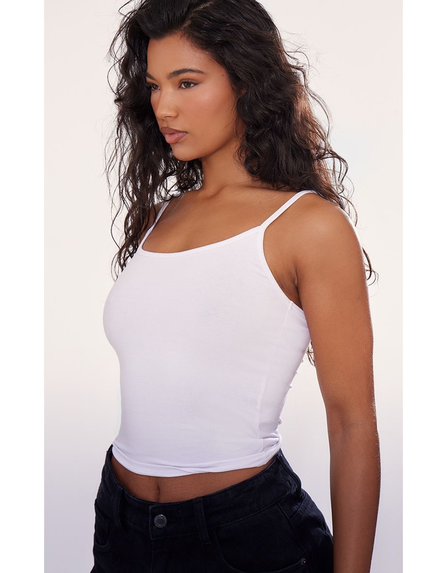 White Modal Cotton Longline Vest Top