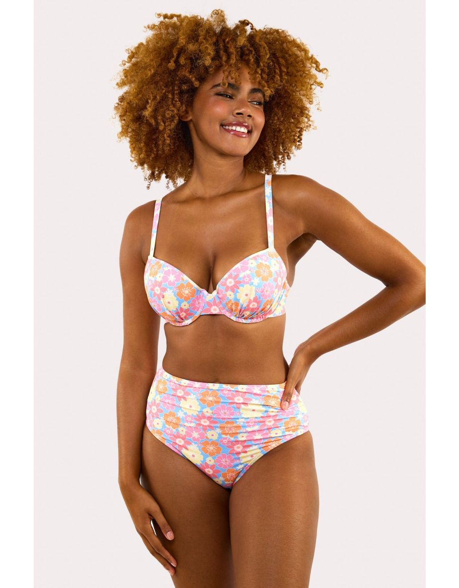 Floral High Waisted Bikini Bottom - 4