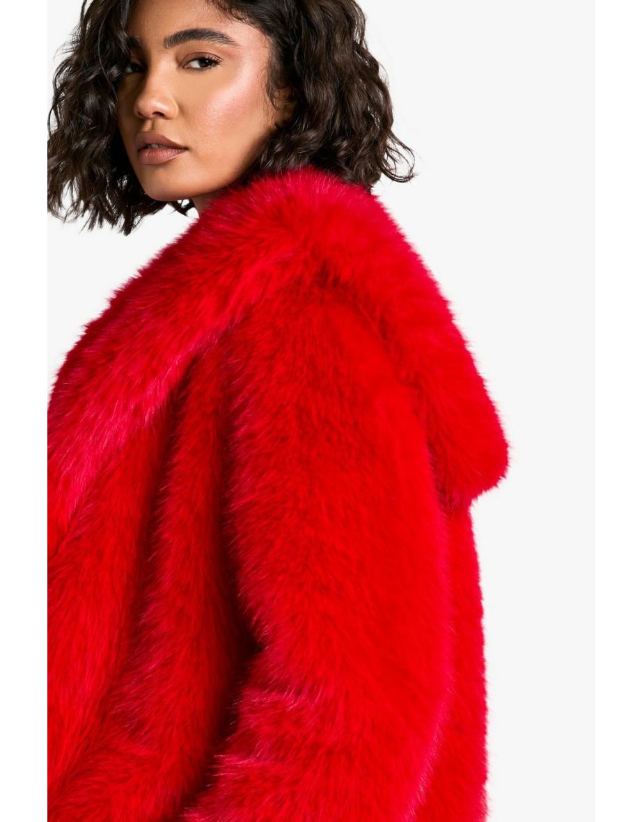 Tall Oversized Collar Faux Fur Jacket - 3
