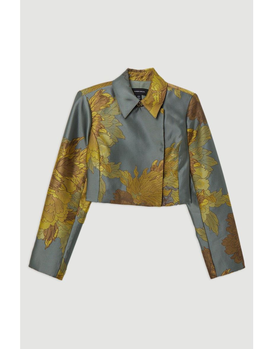Lydia Millen Floral Jacquard Woven Cropped Jacket - 3