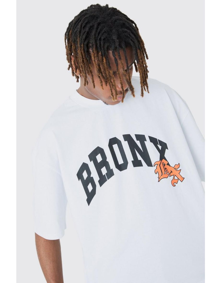 Tall Oversized Boxy Extended Neck Bronx T-shirt - white - 2