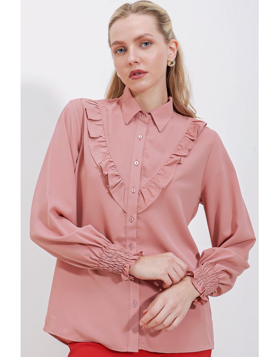 Bigdart Pink Ruffle Shirt