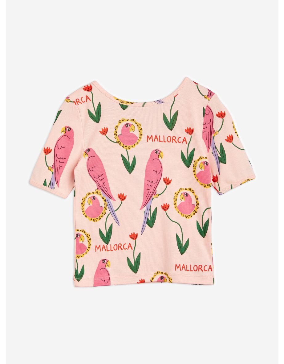 Girls Parrot Print Ballet T-Shirt in Pink