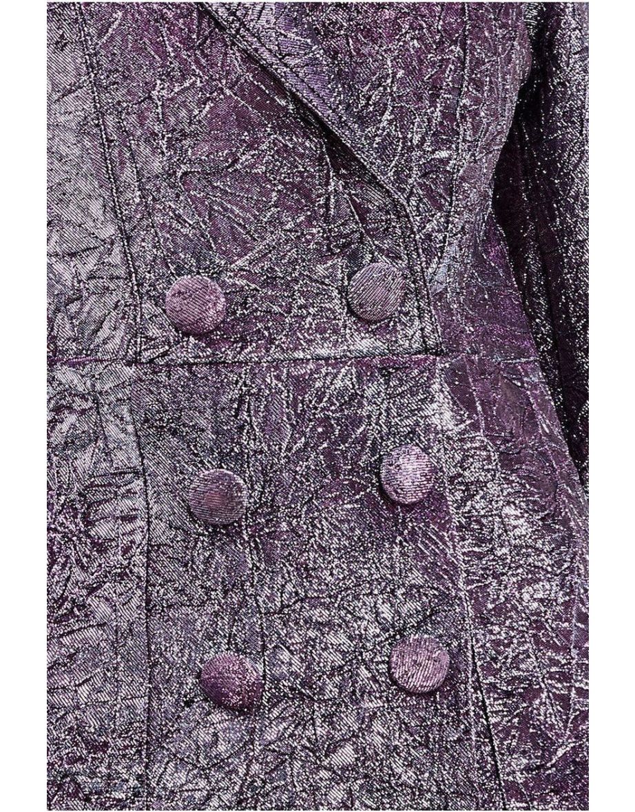 Goddiva Iridescent Foil Print Blazer Mini Dress - Silver - 3