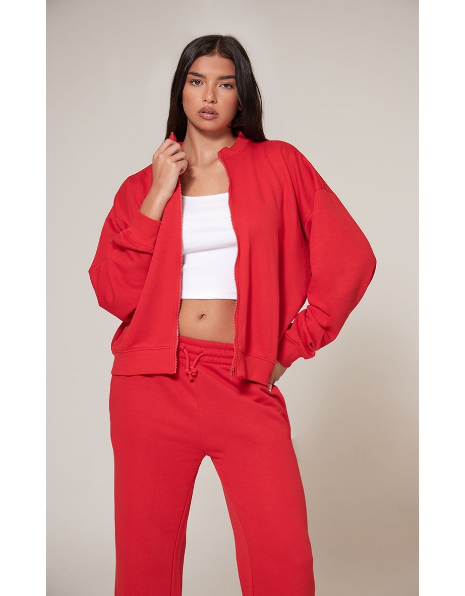 Red Zip Up Sweatshirt