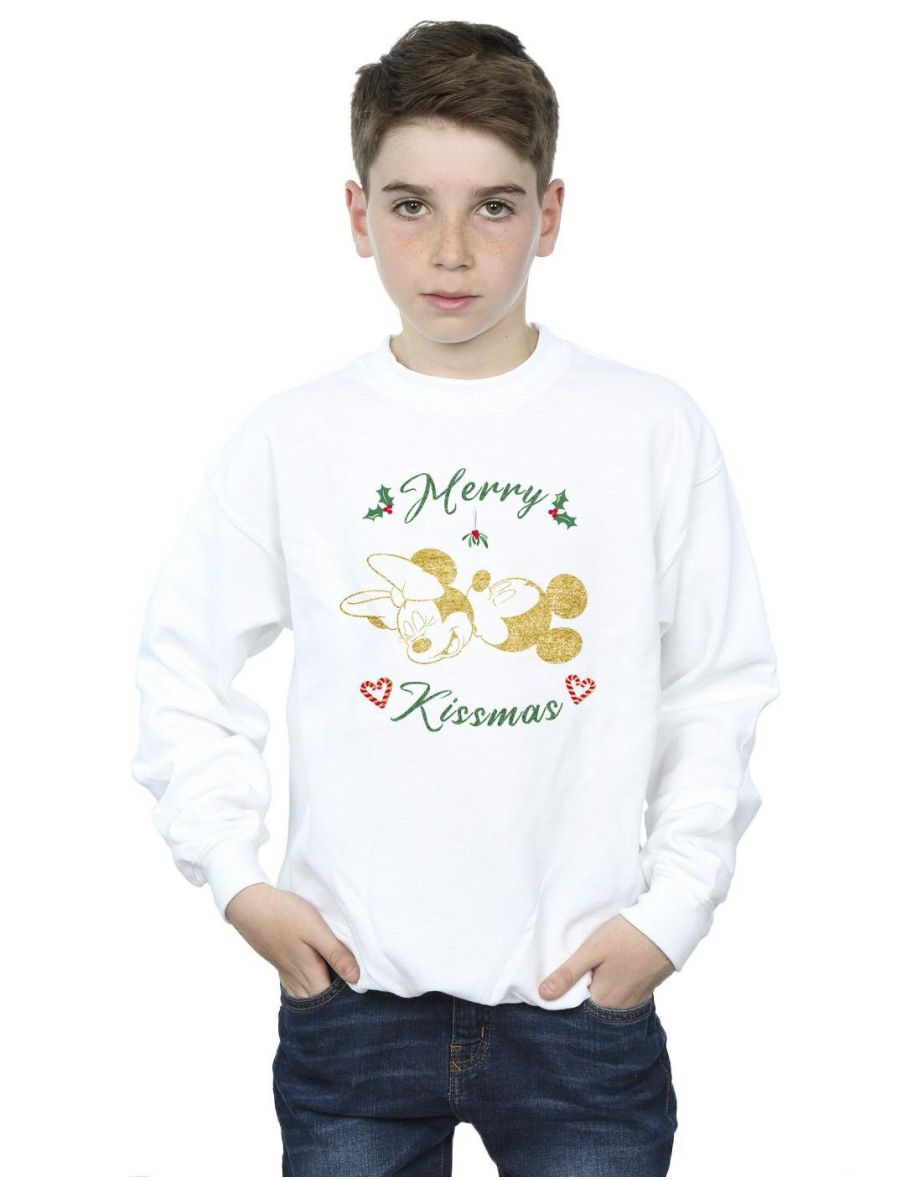 Disney Boys Mickey Mouse Merry Kissmas Sweatshirt - White