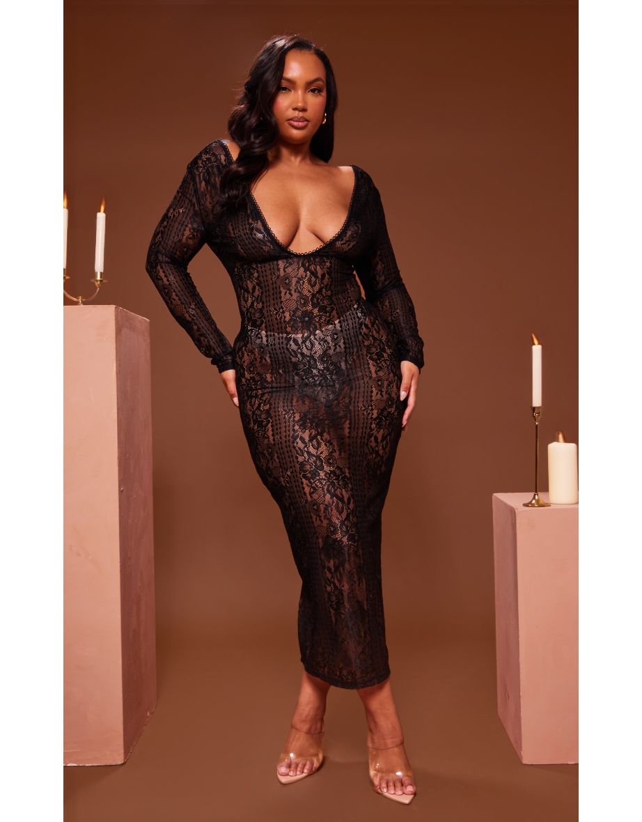 Maxi dress plus size black best sale