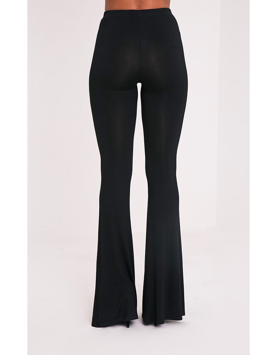 Basic Black Jersey Flared Trousers - 4