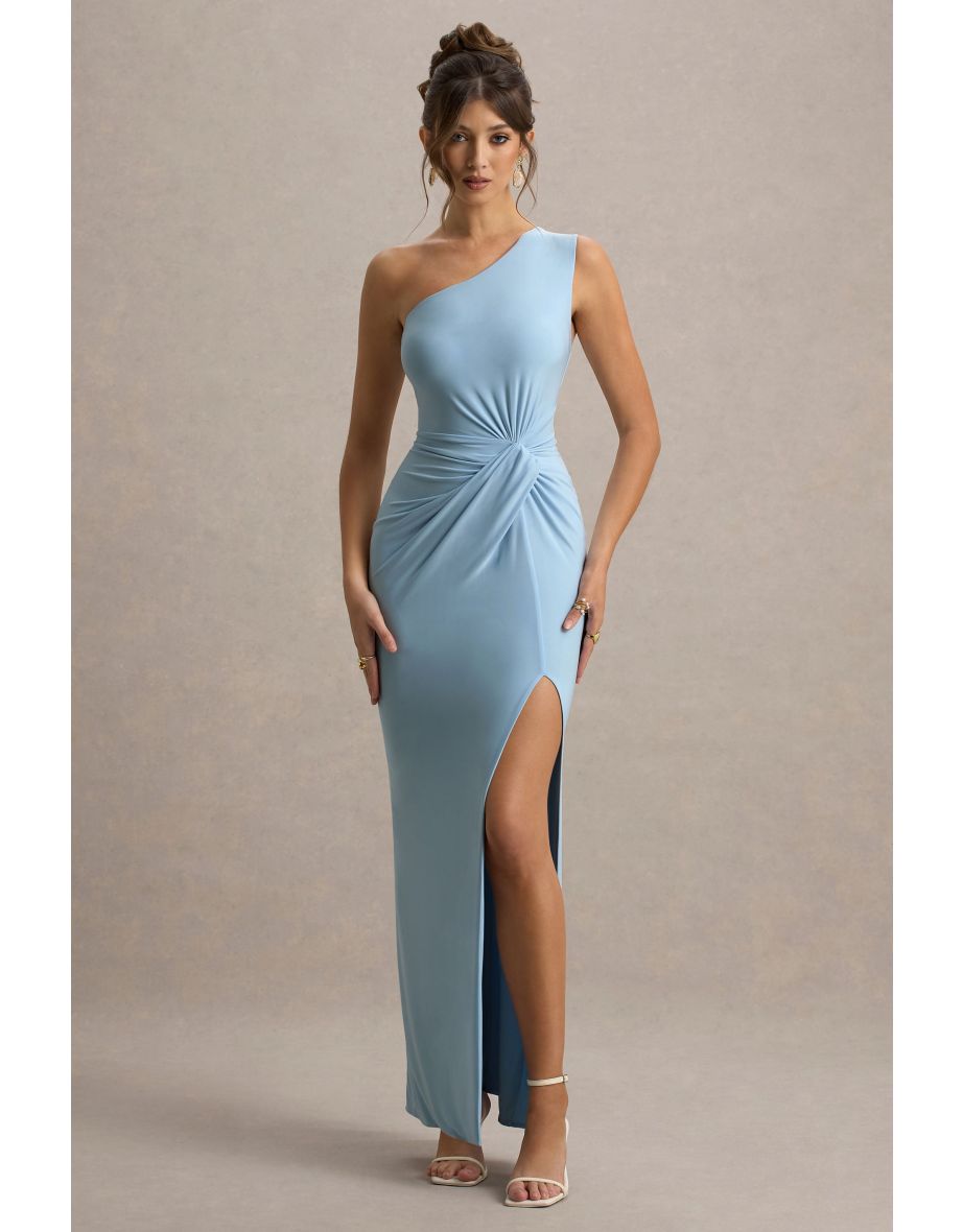 Galene | Powder Blue Asymmetric Wrap Maxi Dress