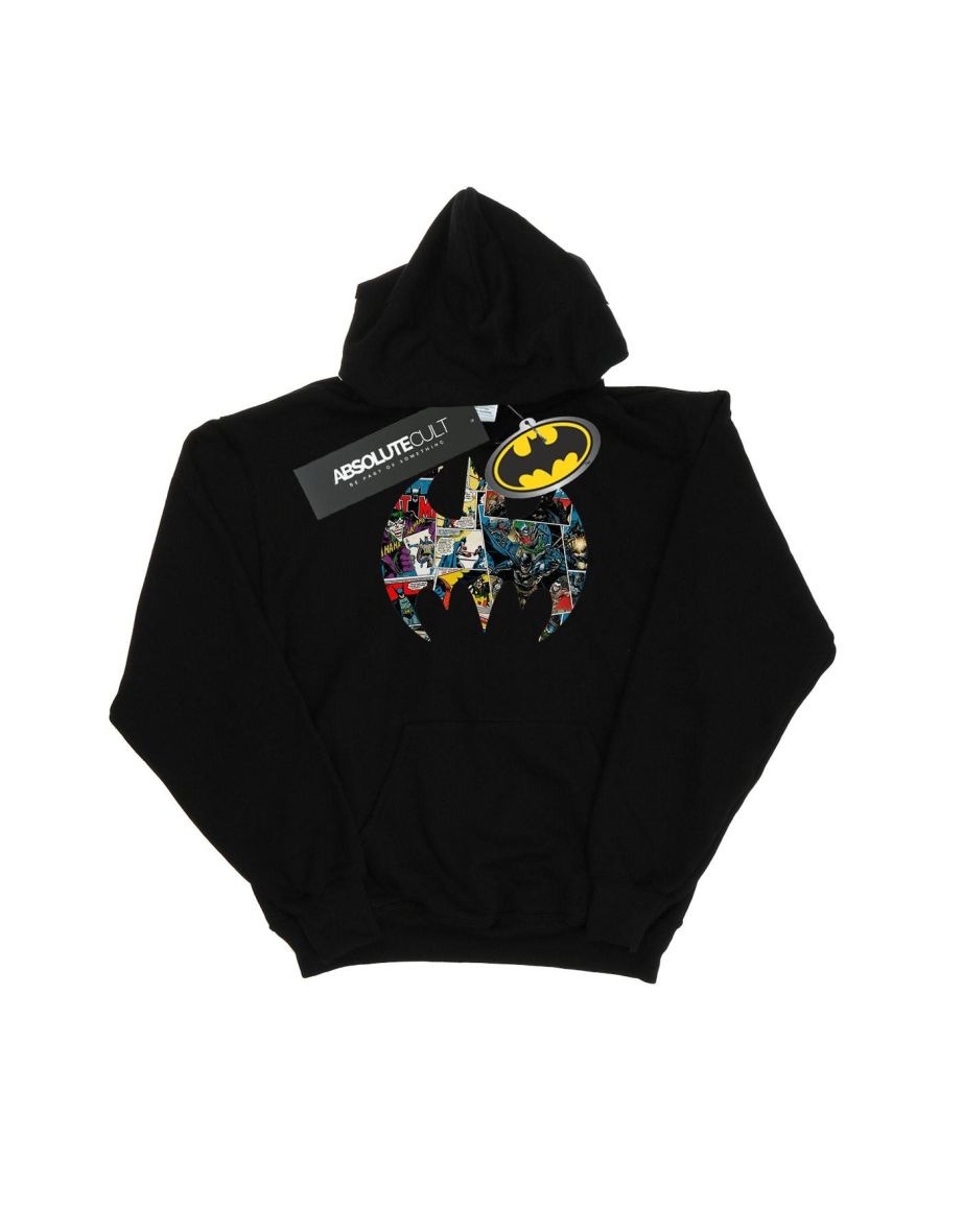 DC Comics Boys Batman Comic Book Logo Hoodie - Black - 1