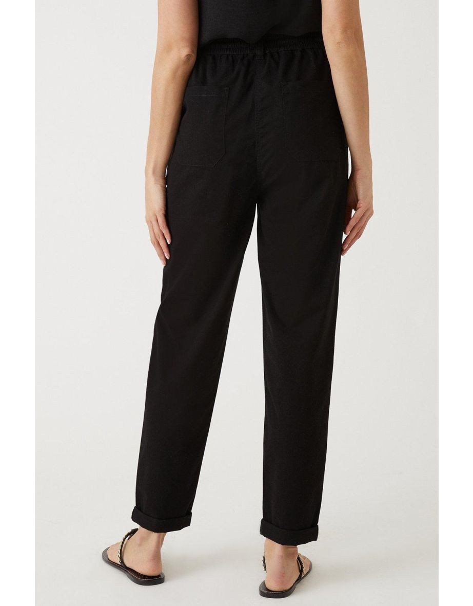 Elasticated Waist Tapered Trousers - 2