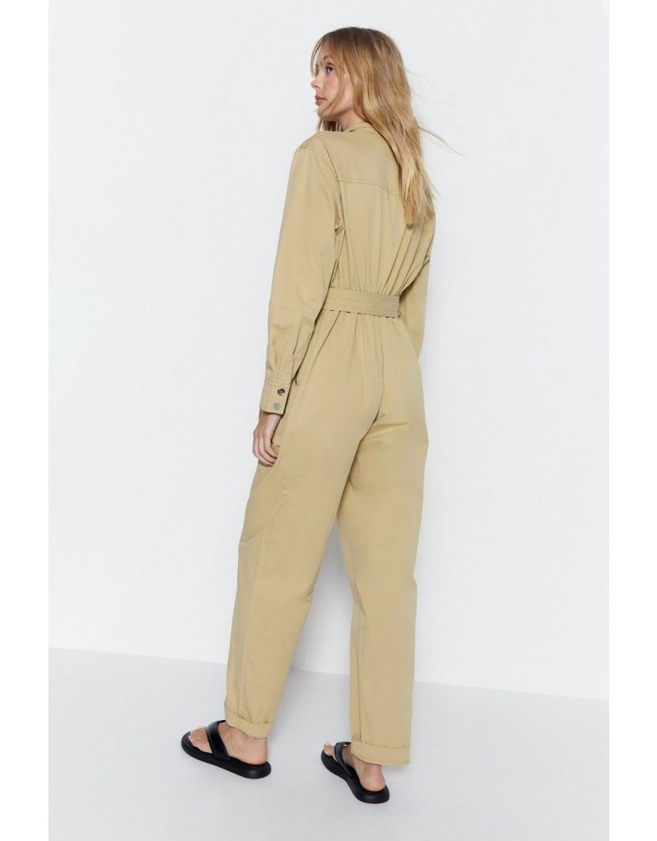 Twill High Neck Belted Utility Boilersuit - 3