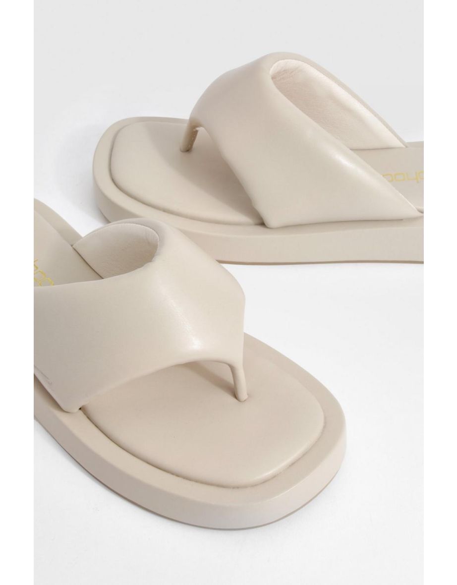 Chunky Padded Flip Flop Sandals - beige - 3