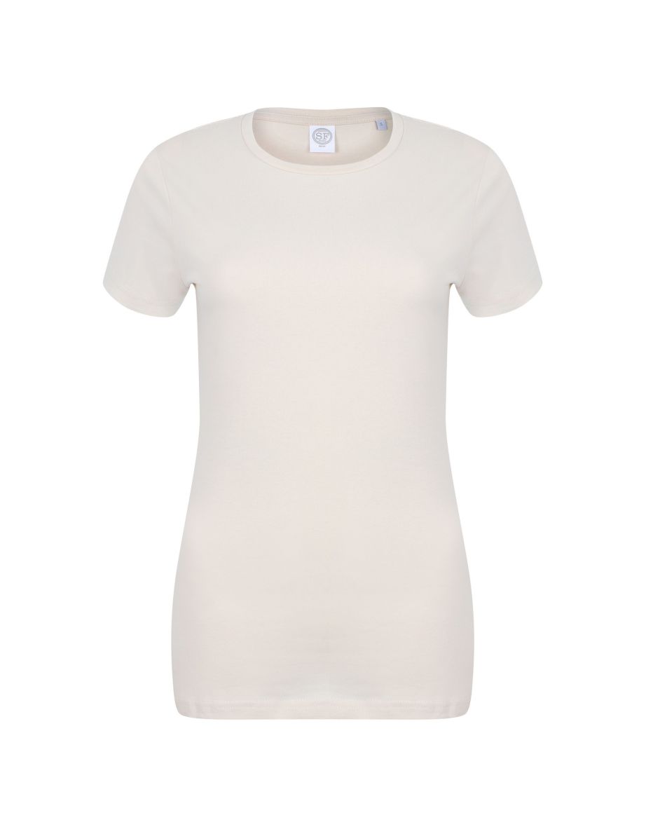 Skinni Fit Womens/Ladies Feel Good Stretch Short Sleeve T-Shirt - Light Stone - 1