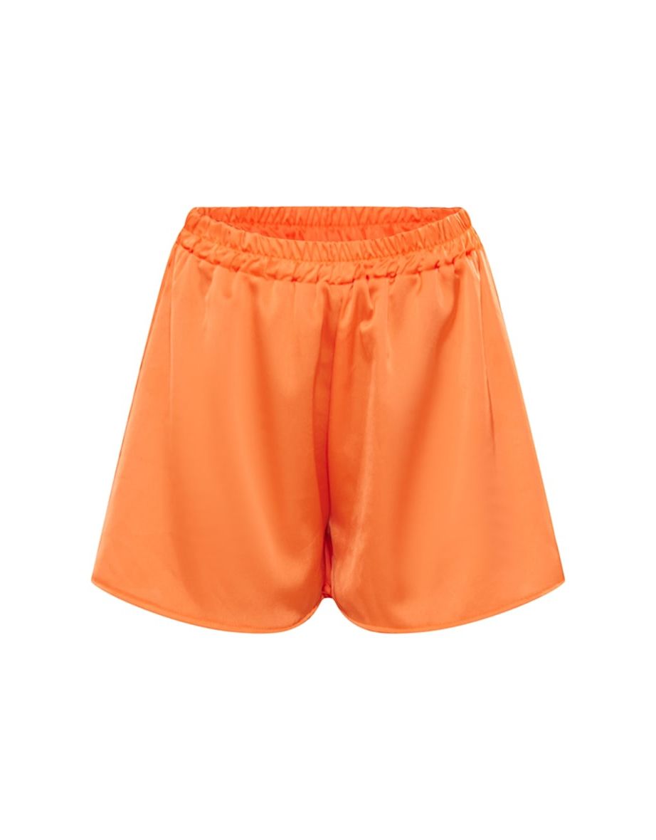 Bright Orange Satin Floaty Shorts - 5