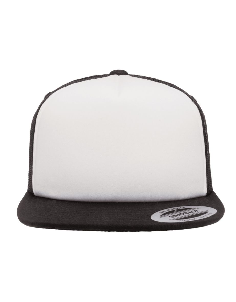 Flexfit By Yupoong Foam Trucker Cap With White Front - Black/White/Black